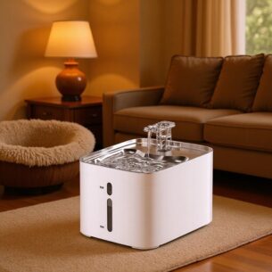 Cat Pet Fountain Water Dispenser Stainless Steel Cat Waterer Rechargeable Automatic Circulation Wireless Water Pump Without Electricity